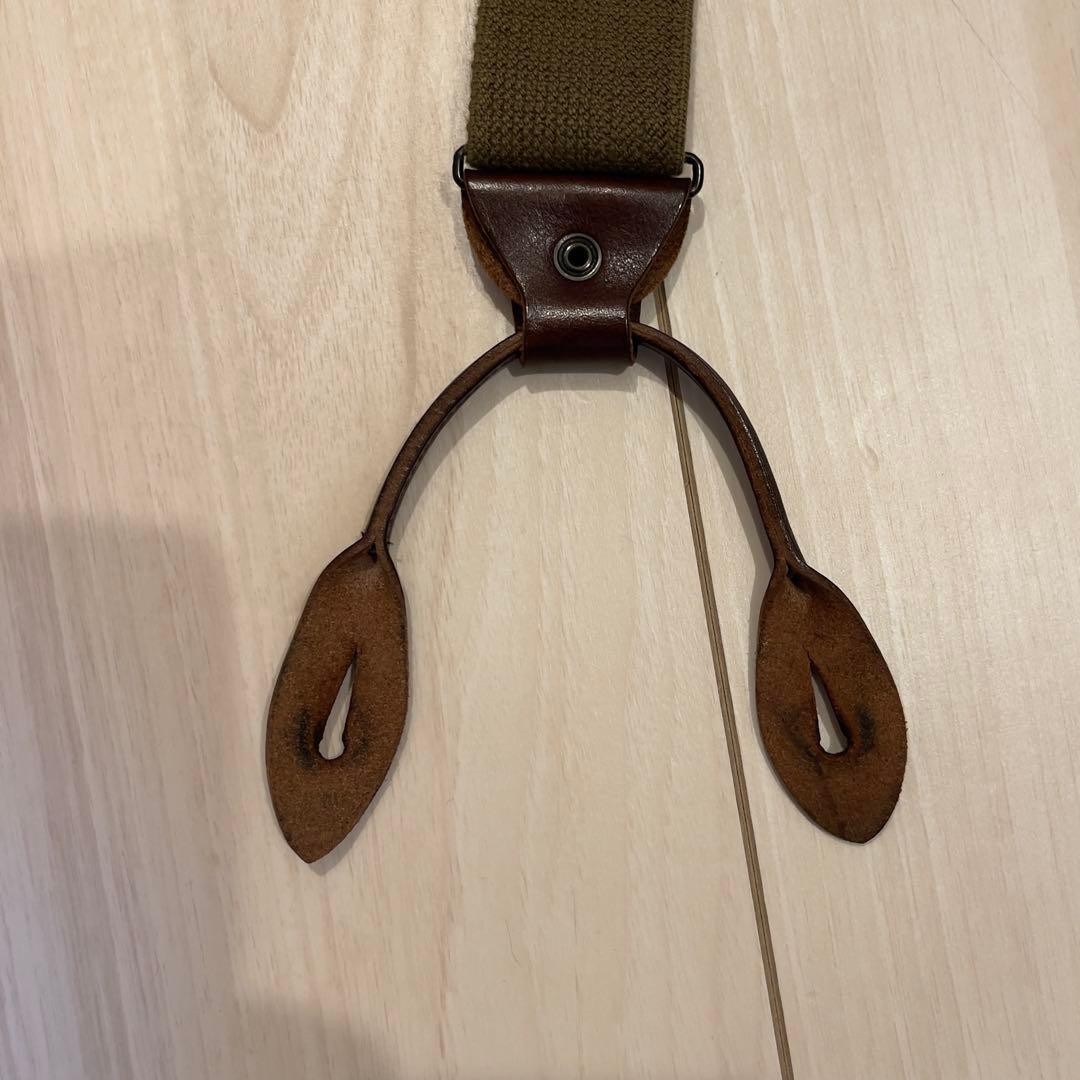 Nigel Cabournサスペンダー オリーブグリーン×ブラウン ゴム×レザー