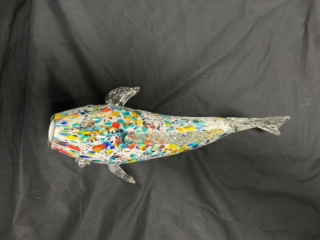 昭和レトロ　カラフルガラス花瓶　魚　鯉　約40cm