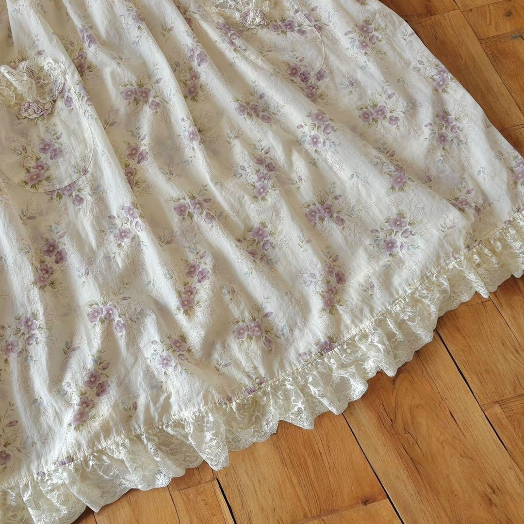 さえら　アキアカネ　プリントエプロン　エプロン　割烹着　花柄